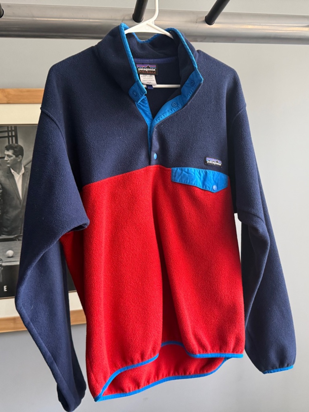 Patagonia Synchilla Two-Tone Navy and Red Snap-T Fleece Pullover